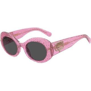 Chiara Ferragni Kvinde CF 7004/S QR0/IR Outlet solbriller Plast Rosa Glitter Grå Rund