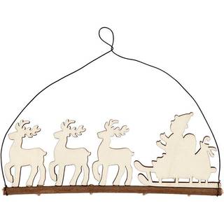 Juleophæng: Kane med Rensdyr i Træ - 22 cm