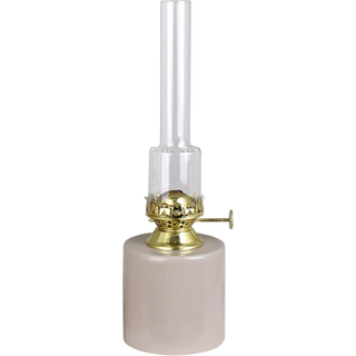 Petroleumslygte / olielampe Strömshaga Rak Lille, beige plade, brænder i messing, Ø80 mm x 250 mm