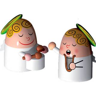 Alessi Engle Porcelænsfigurer, harpe og tromme