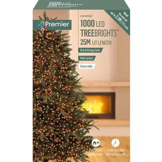 1000 LED 25 m Premier TreeBrights Juletrælys med timer Rød og vintageguld