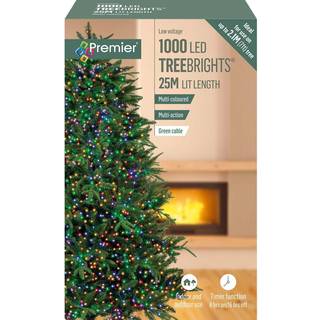Premier TreeBright 1000 flerfarvede LED-julelys med timer - 25 m