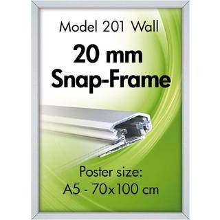 Klikramme med 20mm aluminium fladprofil, sølv - 70x100 cm
