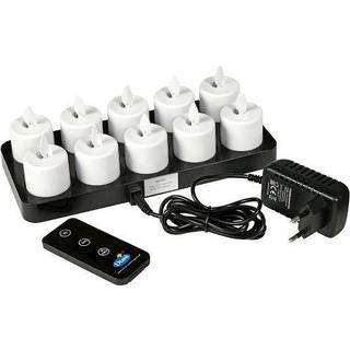 DUNI GO LED MOVING FLAME Lys 10 stk Ø36x 38 mm Inkl. oplader og fjernbet (192536)