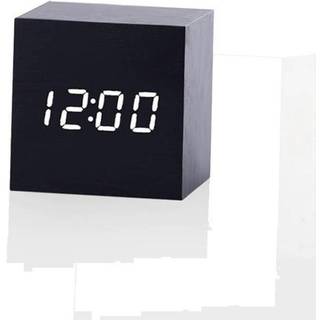 Vækkeur i træ med LED-display - Svart / Hvid