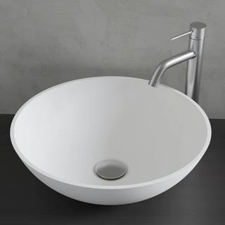 Primy R1 fritstående håndvask Ø40x13 cm i Hvid Solid-surface