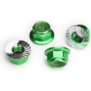 Traxxas 8447G Nuts flanged 5mm Green Alu (4)