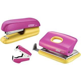 Rapid Hæftemaskine & hulapparat Mini sæt F5+FC10+C2 Blister Pink/gul