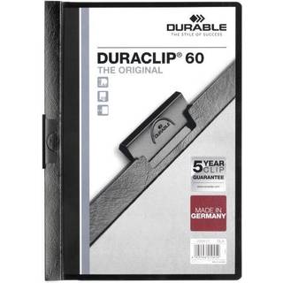 Durable Duraclip 60 originale klemmappen klar forside A4 ark sort, pose med 5 stk