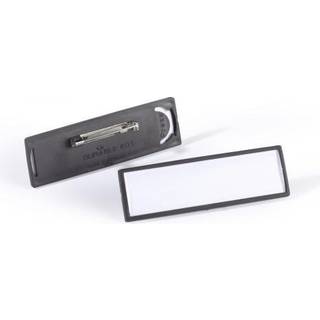 Durable navneskilt med nål og indstik 17x67mm sort, 25 stk