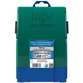 Heller metalbor cobolt hss sæt Ø1-10mm, 19 dele
