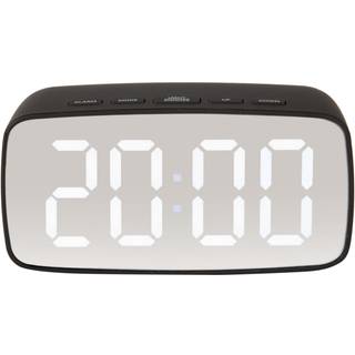 Karlsson Mirror LED Oval Vækkeur KA5876BK - Unisex - Quartz - Plastic