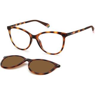 Polaroid Kvinde PLD 6138/CS 086/SP Solbriller Plast Havana Brun Cat Eye Clip-on