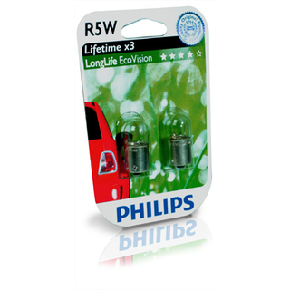 R5W Pære 12V - Philips Longlife EcoVision - 2 stk.