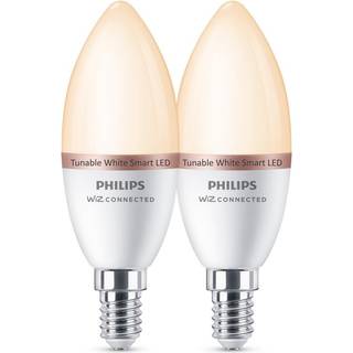 Philips smart led kertepære c37 e14 40w white justerbar mat dæmpbar 2-pak