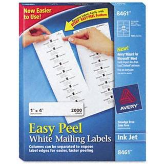 Avery 8461 Easy Peel Pailing Adressetiketter Inkjet 1 X 4 White 2000/Box