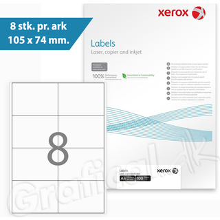 Xerox multi etiket A4 105x74mm, 100 ark