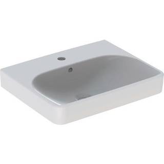 Geberit Smyle Square håndvask: B=55cm, T=44cm, Hanehul=Midtpå, Overløb=Synlig, Hvid