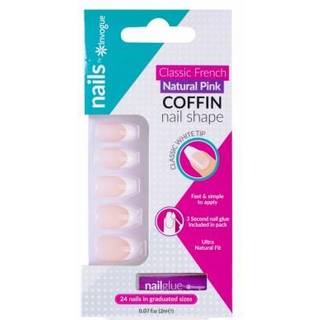 Invogue Pink French Coffin Nails 24 pcs