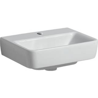 Geberit Renova Plan håndvask: Hvid / KeraTect, B=45cm, H=17cm, T=34cm, Hanehul=Midtpå, Overløb=Uden