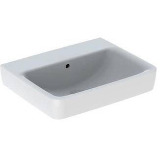 Geberit Renova Plan håndvask: B=55cm, T=44cm, Hanehul=Uden, Overløb=Synlig, Hvid / KeraTect