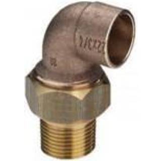Lodde vinkelunion 1/2" - 12 mm 90º. M/rørgevind, nippel og loddemuffe