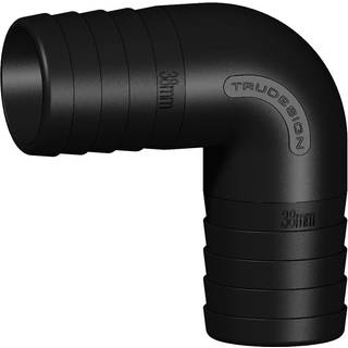 Slangevinkel TruDesign Tail to Tail Connector, komposit, 90°, 38 mm (1 1/2") slange, sort