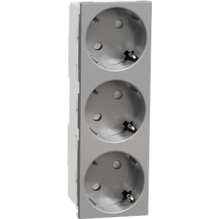 Schneider 3xschuko socket 2p+e screwless alu