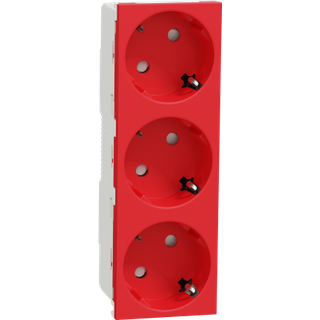 Schneider 3xschuko socket 2p+e screwless red