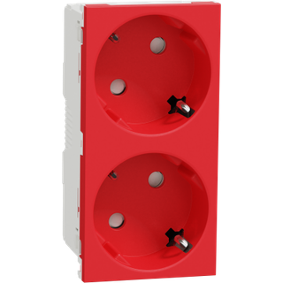 Schneider 2xschuko socket 2p+e screwless red
