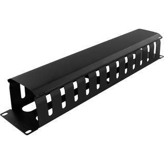 DELTACO 19" cable management, metal, finger duct and feedthrough, 2U