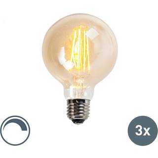 Sæt med 3 E27 dæmpbare LED-glødelamper goldline G95 5W 450LM 2200K