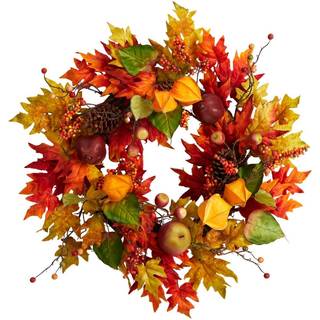 24 Efter?rsmapleblad og b?r falder kunstig krans