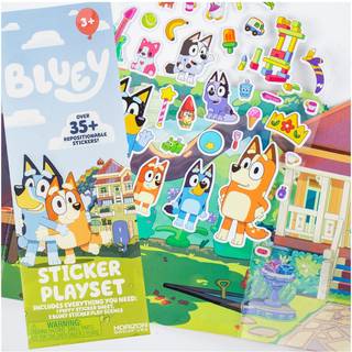 Horizon Group USA Bluey Sticker Playset 2 Sticker Play Scenes 35+ Genanvendelige puffy Bluey Repositionable Stickers For Kids Perfect til rejsesk