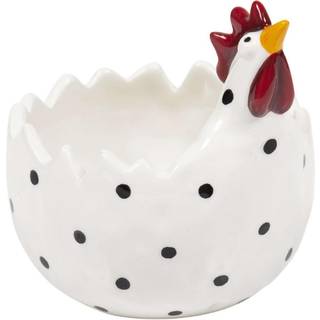 Høne skål i sort med hvide prikker, højde 11 cm. Designer Ruth Vetter fra svenske Nääsgränsgården.