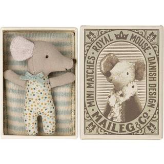 Maileg Sleepy/wakey baby mus i tændstikæske – Blå