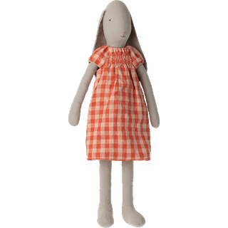 Maileg Kanin - Str. 5 - Lys - Rødternet Kjole