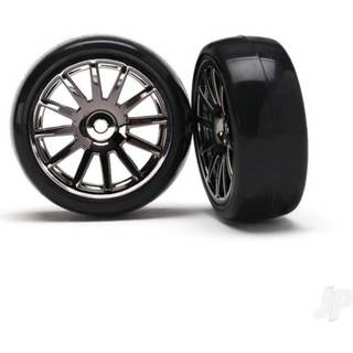 Traxxas 7573A 12-SP BLK WHEELS, SLICK TIRES