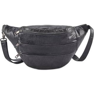 Style Feliz i en sort rå lædervariant. Fantastisk oversized bumbag / bæltetaske (unisex)