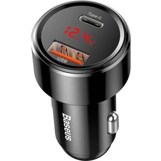 Baseus Magic Biloplader 45W PD m. USB-A & USB-C - Sort