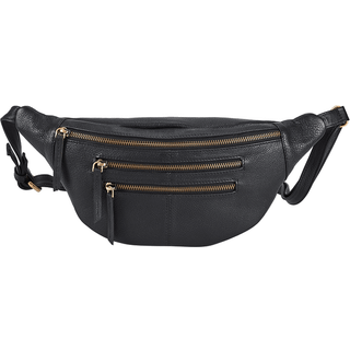 Style Cinta i sort m. lynlåse i messing (kun få stk. på lager). Flot kombineret bumbag / bæltetaske i smukt læder