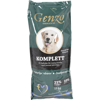 Genzo Komplett 15 kg Hundfoder Hel Pall 24 säckar -