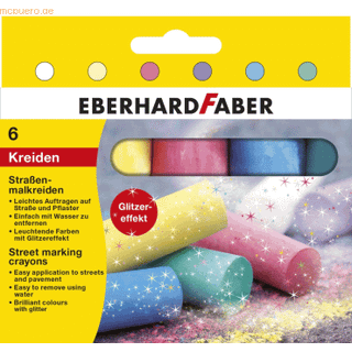 Straßenmalkreide Glitzer 6 Stück - Weiß, Gelb, Rot, Lila, Blau, Grün
