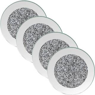 Gimorro Glass Mirrored Coaster 4 PC knust Diamond Round 4 """" Cup Mat Decor på bordplade til stangværktøjer Spisebord