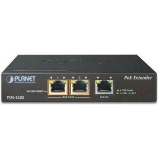 PLANET POE-E202 netværk forlænger Netværkssender & -modtager Sort 10, 100, 1000 Mbit/s