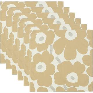 Marimekko Pieni Unikko serviet 43x43 cm 6-pak Beige/Silver/White