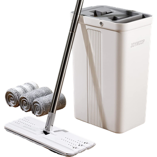 Joymoop moppe og spand med vridning s?t til hjemmeh?nds gratis hvid flad klemme moppe spand s?t til gulvrensning og v?grenser med langt h?ndtag m