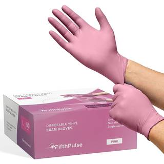 Pink vinyl engangshandsker stor 50 pakke - latex gratis pulverfrie medicinske eksamen handsker - kirurgisk reng?ring af hjemmet og madhandsker -
