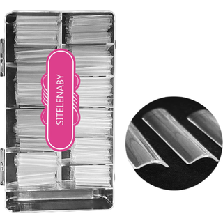 Ingen C-kurve xxl firkantet negle tip-klar akryl negle firkantet form negletips sitelenaby 500 stk flad halvt d?kning falske negle til negle salo