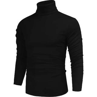 Poriff mænds store & høje mode strikket solid skildpadde trim pullover sweater sort xxl